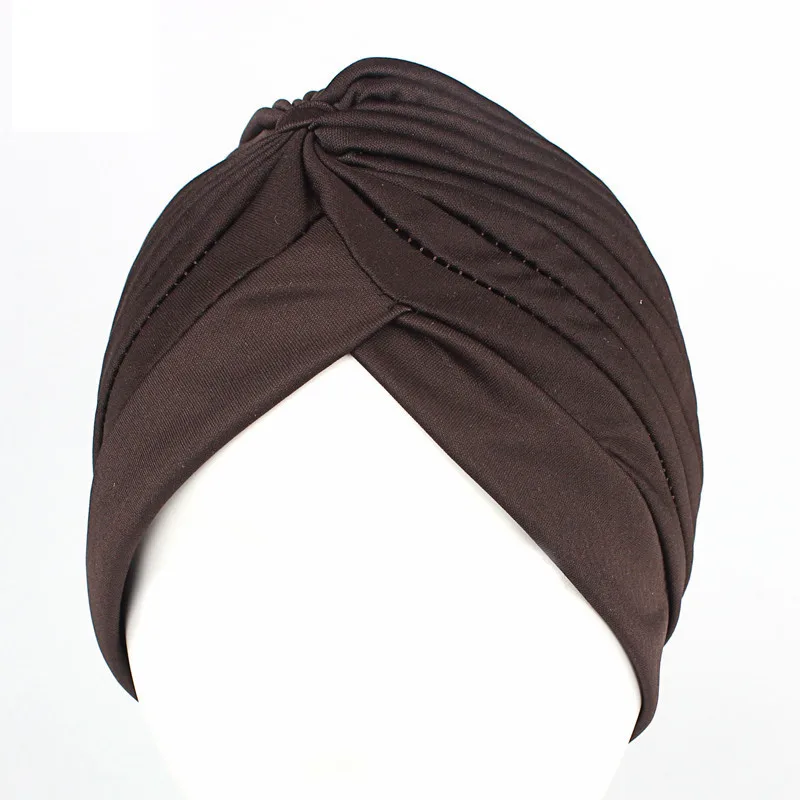Neue Blume Dekoration Turban Einfarbig Für Frauen Mode Haar Tragen Kopf Wrap Damen Kopfbedeckungen Krebs Hüte Indien Kappe Bandana – Detail 15