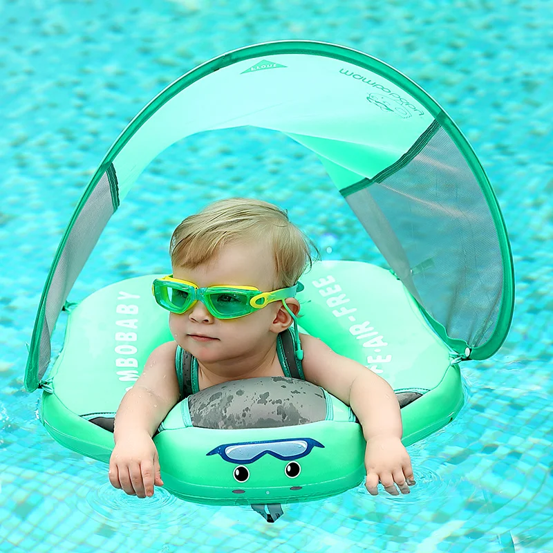 Baby Swimming Float Ring Swim Trainer Non-Inflatable Sunshade Kids Float Lying Swimming Pool Toys Bathtub For Accessories