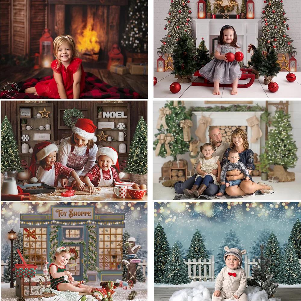 

Photo Background Winter Christmas Fireplace Snow Window Party Decor Wallpaper Newborn Birthday Portrait Photography Backdrops