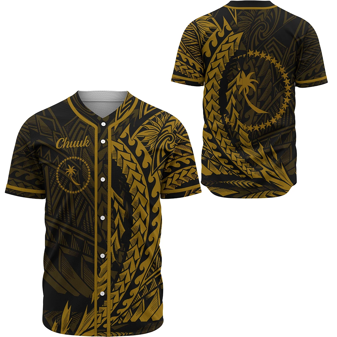 Newest 3Dprinted Baseball Jersey Shirt Chuuk Polynesian Tribal Wave Tattoo Casual Unique Unisex Funny Sport Streewear Style-1