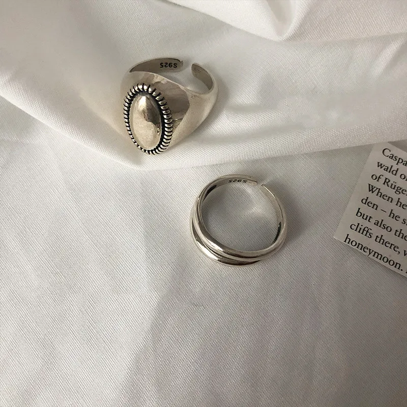 Women's Minimalist Double Layer Line Ring, Silver Color