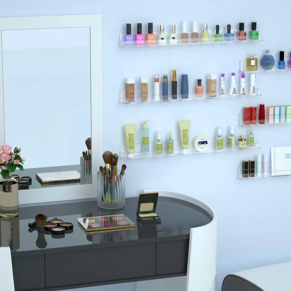 6 Layers Nail Polish Varnish Storage Rack Wall-mounted Acrylic Makeup Cosmetics Display Shelf Home Nail Polish Varnish Organizer