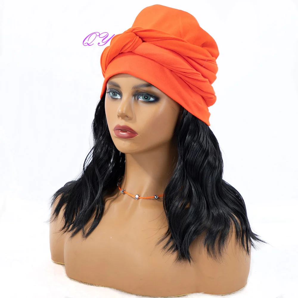 Synthetic Headband Women Wigs Black Bangs Water Ripple Black And White Turban Woman Hair Wigs New Daily Use ladys wig