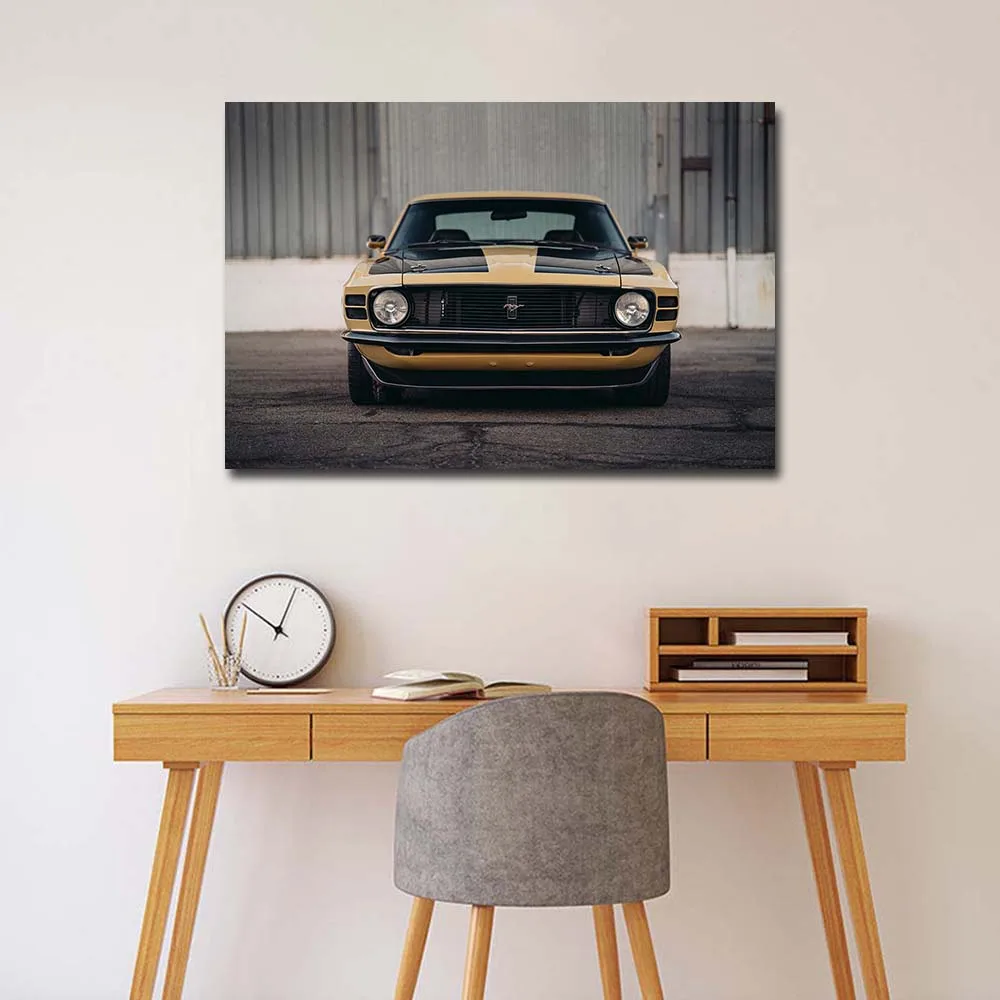 1970 Mustang Boss 302 Muscle Car Poster Modern Simple Living Room Decoration Wall Art Canvas Painting With Frame For Home Decor