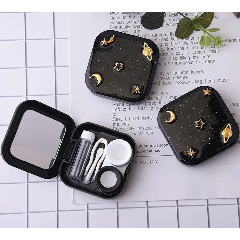 Universe Starry Sky Rocket Contact Lens Care Box Mate Holder Contacts Lenses Case