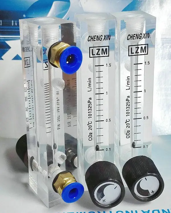 New 25-600ml/min 0.1-2L/min Push In Fit 6mm OD Tube Acrylic LZM-6T Panel CO2 Gas Rotameter With Valve