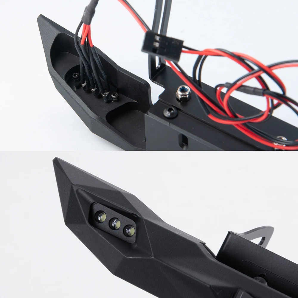 AXSPEED Metal Front Bumper with LED Light for Axial SCX10 II TRX4 TRX6 1/10 RC Crawler Car Upgrade Parts