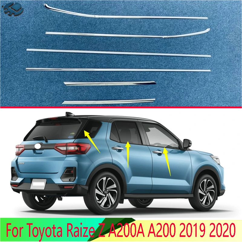 For Toyota Raize Z A200A A200 2019 2020 Car Accessories Body Styling Stick Stainless Steel Window Garnish Window Strip Trim