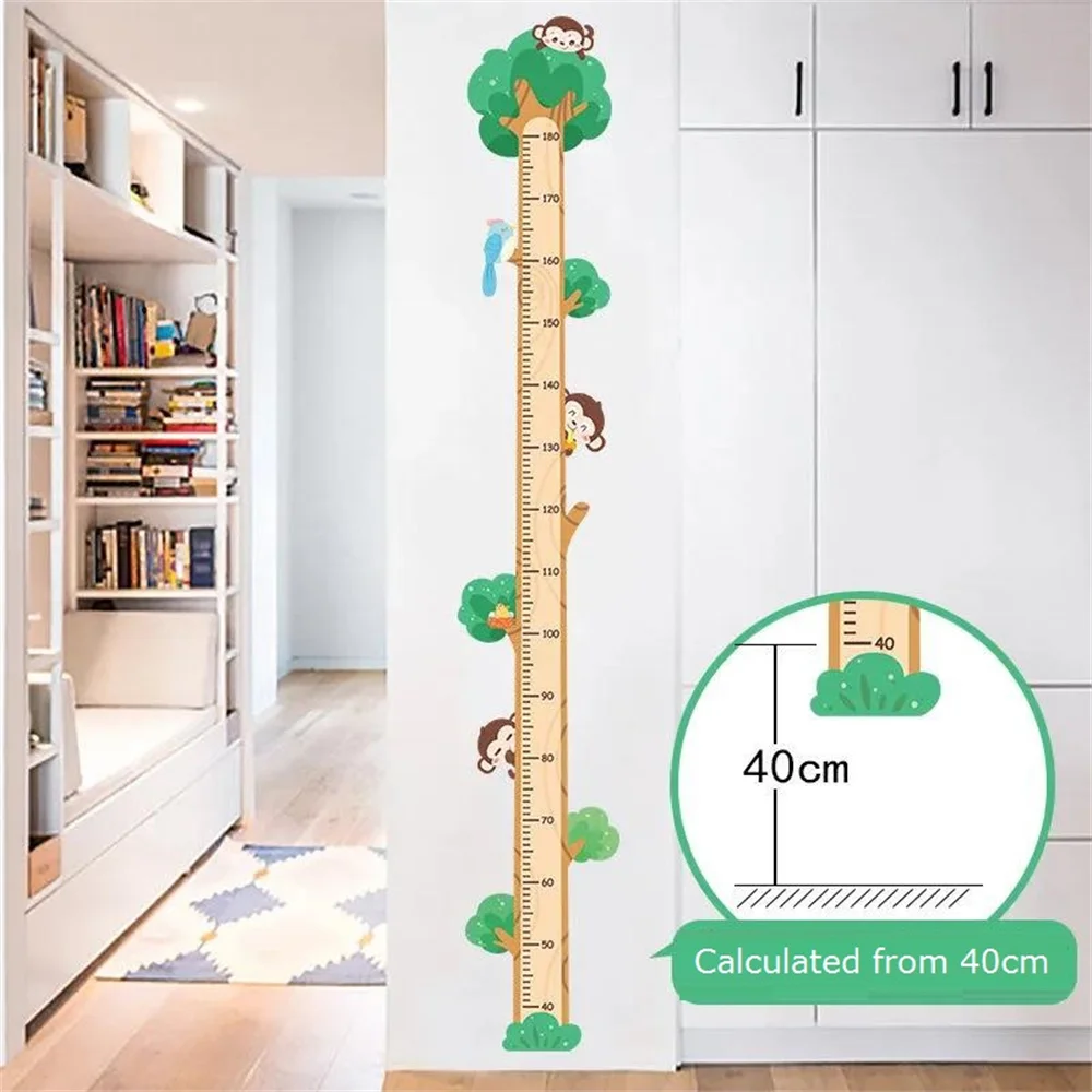 Jungle Forest Tree Height Measure Wall Sticker For Kids Room Nursery Child Growth Chart Wall Decal Baby Gift Animals Room Decor