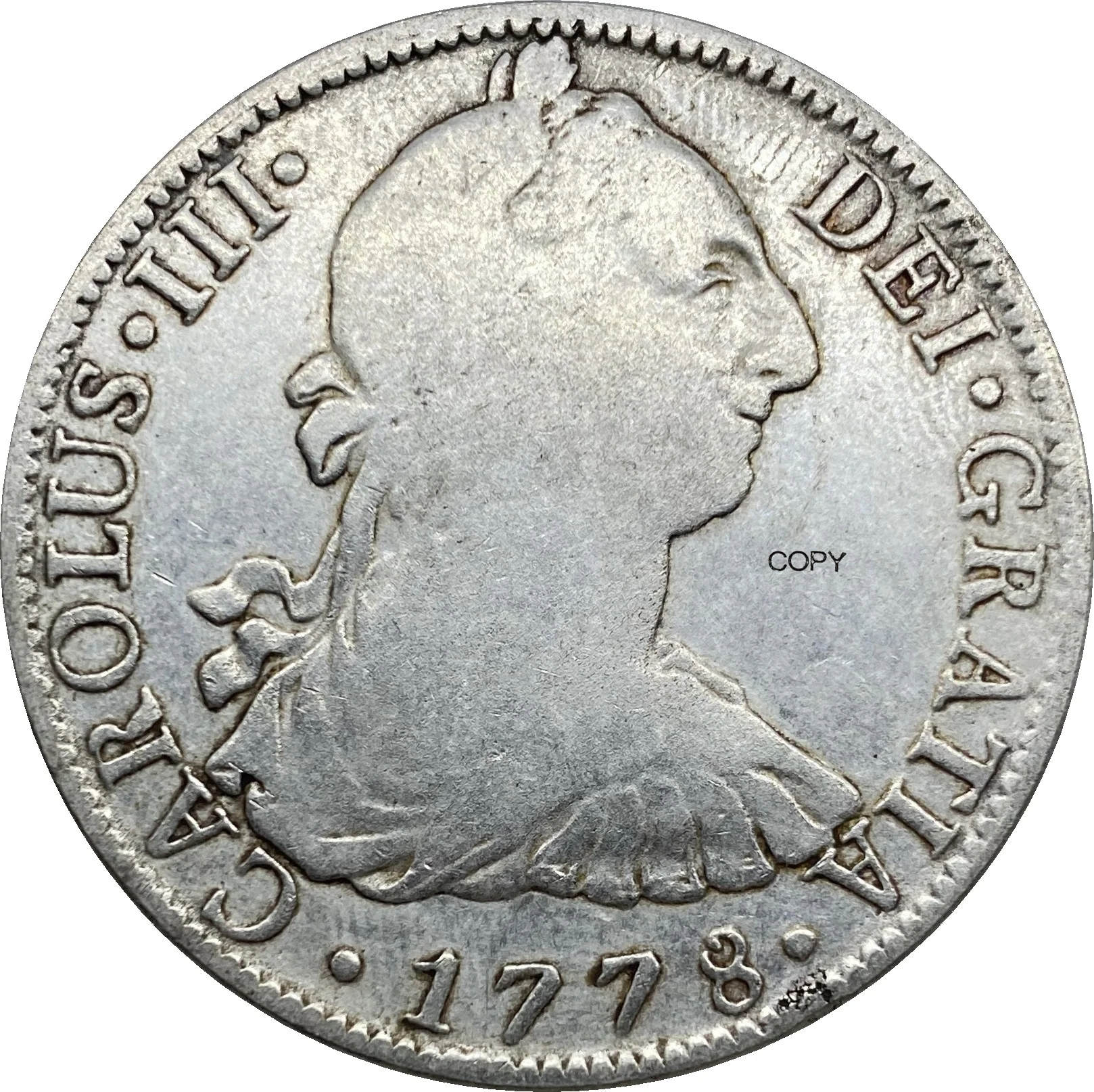 

Mexico Coin 8 Reales Carlos III 1778 Coin Cupronickel Plated Silver Copy Coins