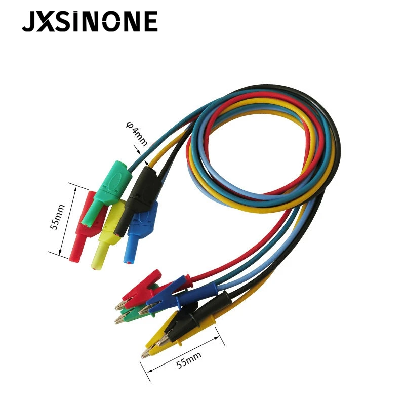 JXSINONE P1018A 1M 4 مللي متر الموز التوصيل إلى التمساح التمساح كليب اختبار التحقيق الرصاص سلك كابل