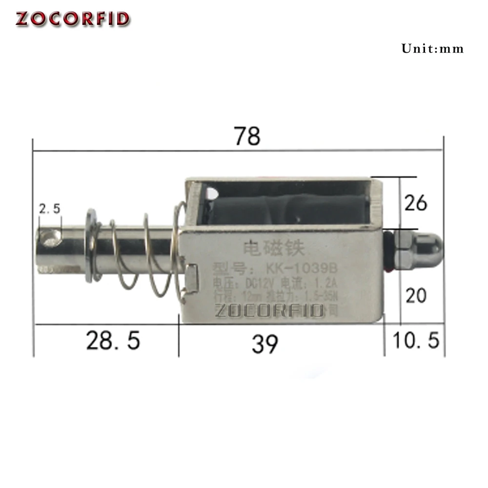 

1039B DC Suction Micro Electromagnet Spring Push Pull Type Rod Solenoid Magnet