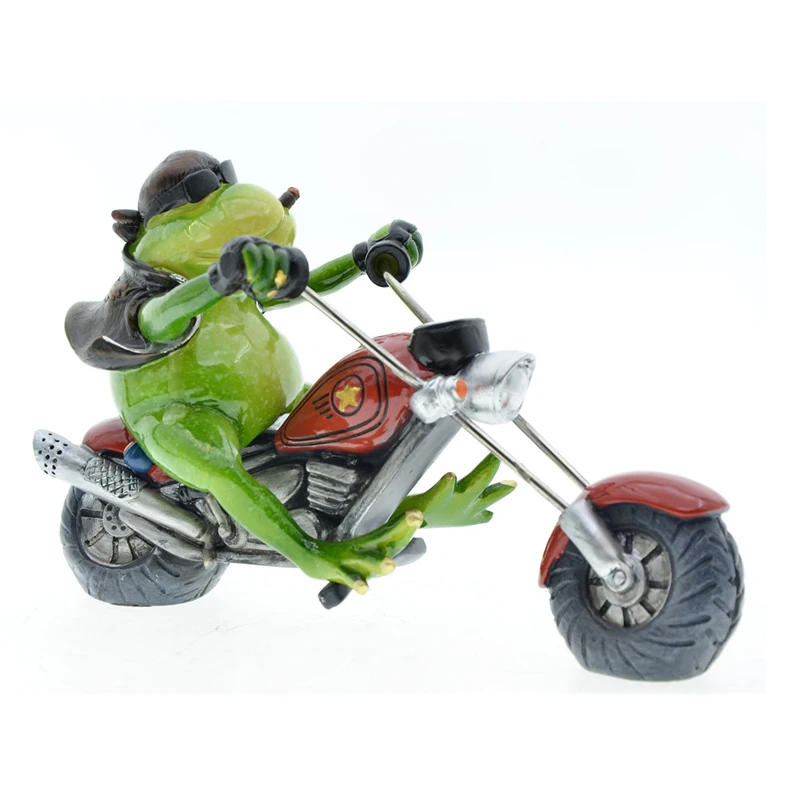 NORTHEUINS Resin Cowboy Cool Frog Riding Motorcycle Figurine Home Decoration Accessories Nordic Modern Sculpture Desk Ornament