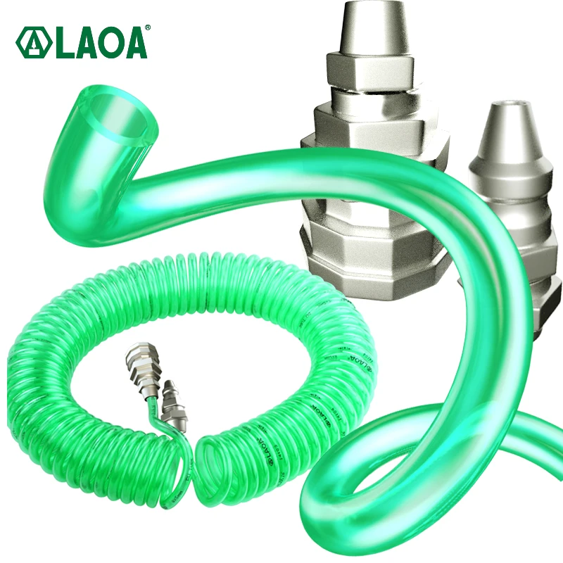 LAOA Pneumatic Spring Tube Air Compressor Air Pump Trachea Hose Telescopic PU Spiral Duct With Quick Connector 6m 12m