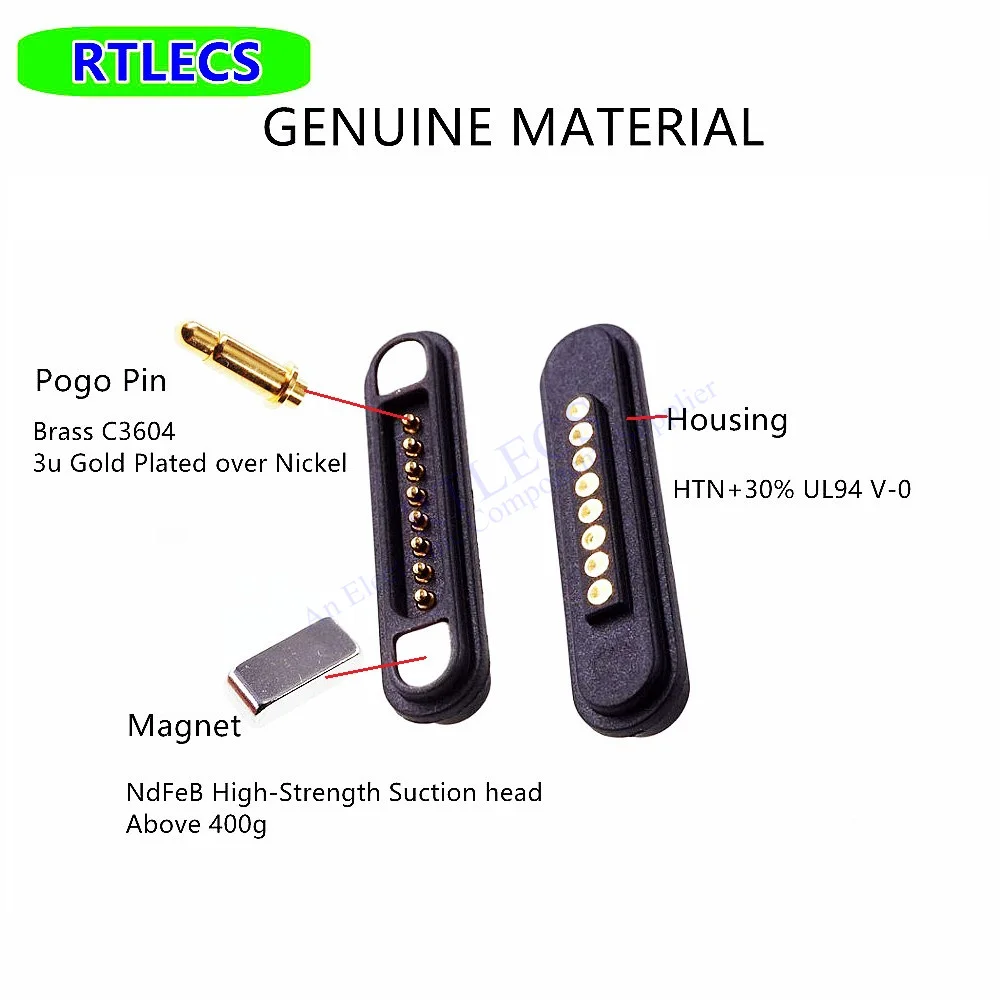 1 Set Magnetic Connector 2 3 4 5 6 Pole USB Cable Power Charge Data Male Female 2.2 MM Pitch 3.0A Spring Loaded Pogo Pin