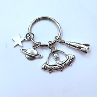 Ufo, Alien,Stars, Planet Keychain, Geek Gift, Space Geek, I Want To Believe, Spaceship,Sci-Fi Lover, UFO Keychain ,Nerd Gift