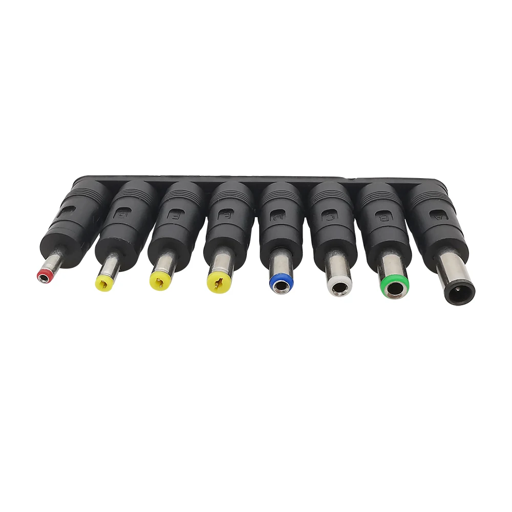 8Pcs/Set DC Connectors DC Power Supply 5.5 X 2.1mm Female Jack Adapter to DC Male Plug Tips Connector for Laptop Notebook