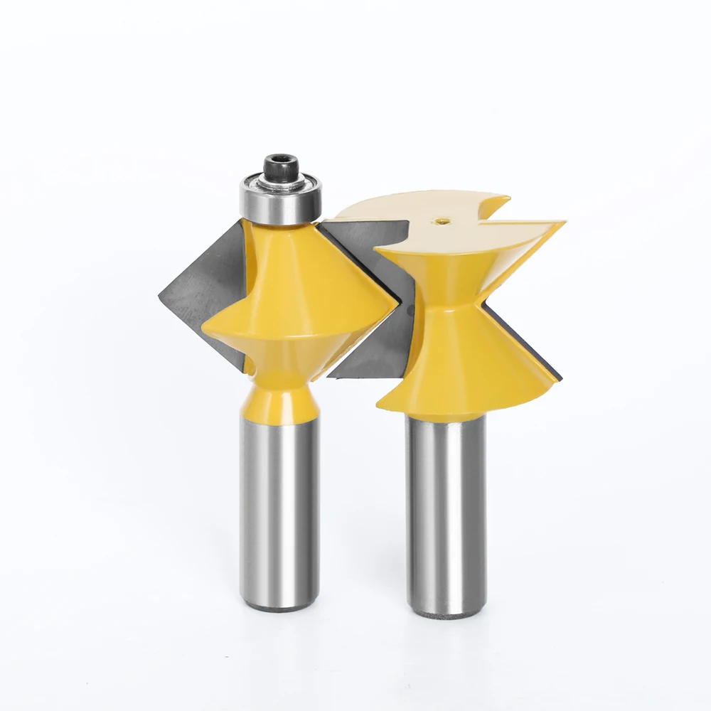 2pcs 12 MILLIMETRI 1/2 "Shank 90 Gradi V disegno Tingue Scanalatura Bordo Banding Router Bit Set Piastra di Giunzione la lavorazione del legno Fresa 079