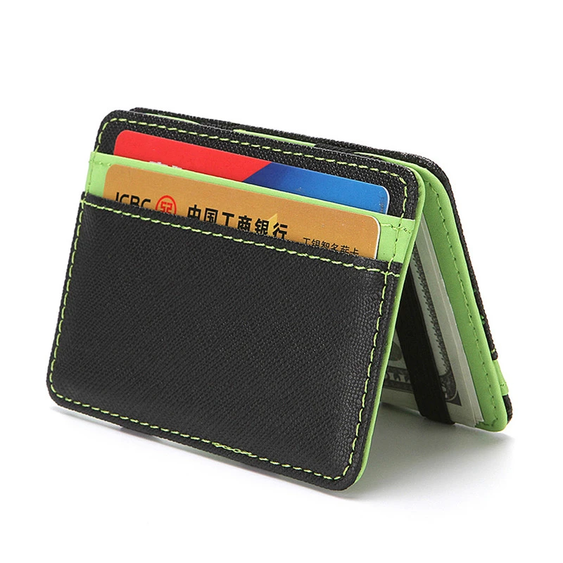 Uitra hubený PU kůže ženy muži magická wallets mini malý devizy kabelky přenosné krátký podnikání dívat se na karta držák rýt brašna pouzdro