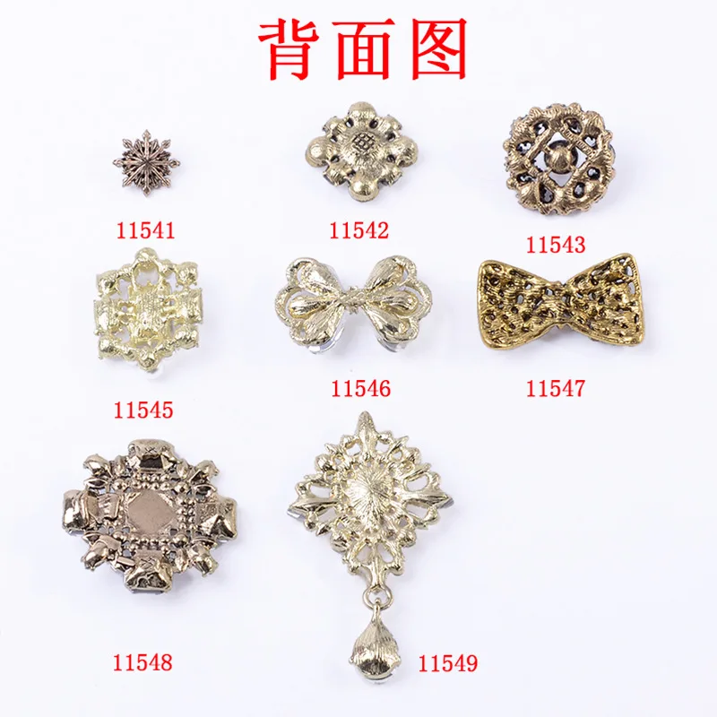 5 Pcs/Lot Acryli Snowflake Alloy Rhinestone Buttons Flower Round Plate Diamond Buckle DIY For Shoes Clothing Hand-made Material