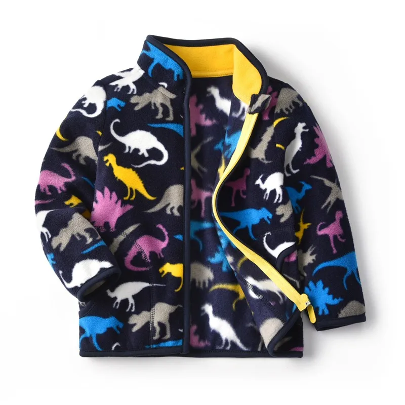 CROAL CHERIE Autumn Fleece Kids Jackets for Boys Dinosaur Warm Kids Boy Outerwear Windbreaker Winter Baby Boy Clothing image 4