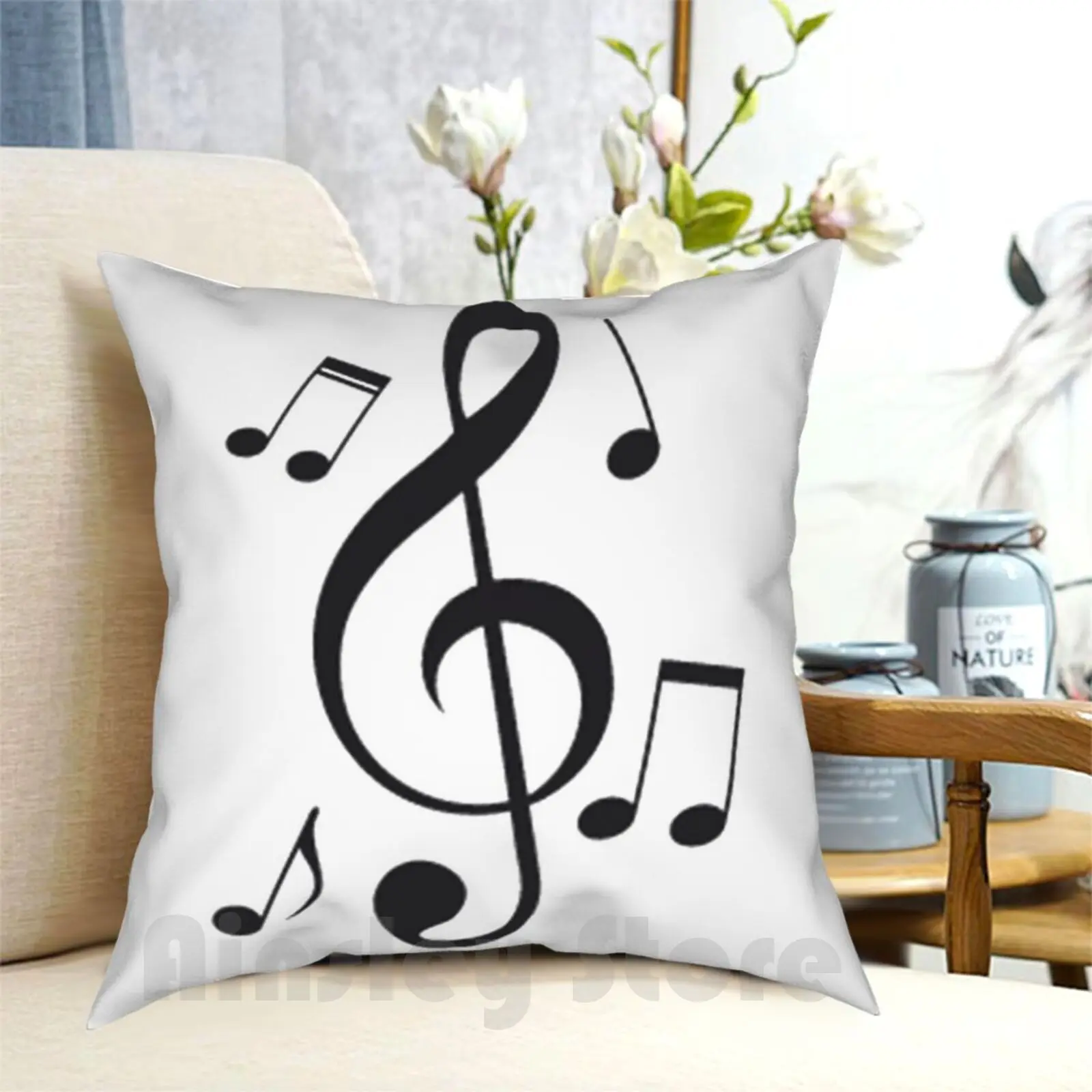 Music Note Pillow Case Printed Home Soft Throw Pillow Music Note Music Note Style Colors Animals Graphite Tatoo Aztec