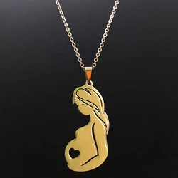Gold Silver Color Family Baby Pregnant Mother day Gift Father Love Stainless Steel Women Girl Custom Pendant Necklace Jewelry