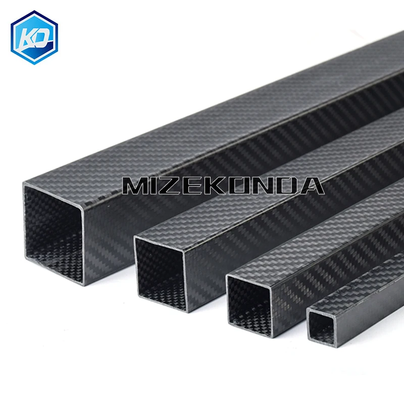 1Pcs 1000mm 3K Full Carbon Fiber Square Tube OD: 25 26 28 30 32 34 35 36 38 40mm Twill Matte Surface For RC Model Material