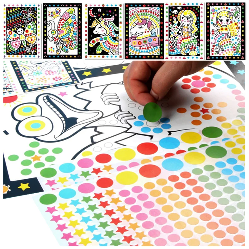 Diy Mozaïek Dot Cartoon Stickers Voor Kids Concentratie Geduld Coördinatie Training Montessori Leren Onderwijs Speelgoed Geschenken