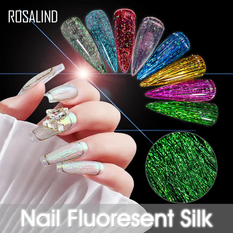 Rosalind 12 Kleuren Nail Fluoresent Zijde Voor Nagels Art Neon Zijde Poly Nail Gel Extension Ontwerp Nodig Base Top Uv led Lamp Gellak