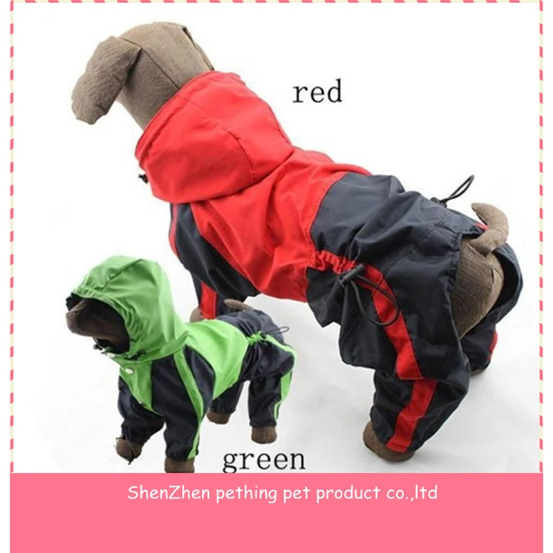 Hot selling dog clothes XS-4XL waterproof windproof dog raincoat Green Red large dog clothes puppy clothes different size