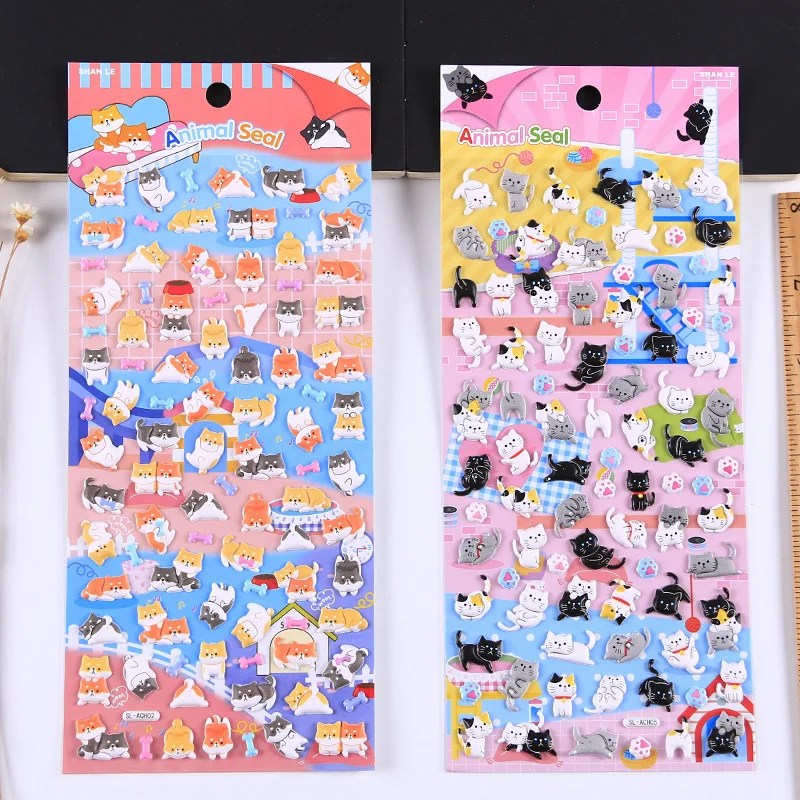 Imagem -02 - Kawaii Pequeno Animal Espuma 3d Decorativo Papelaria Adesivos Scrapbooking Faça Você Mesmo Diário Álbum Vara Etiqueta Gato Panda Adesivos para Crianças