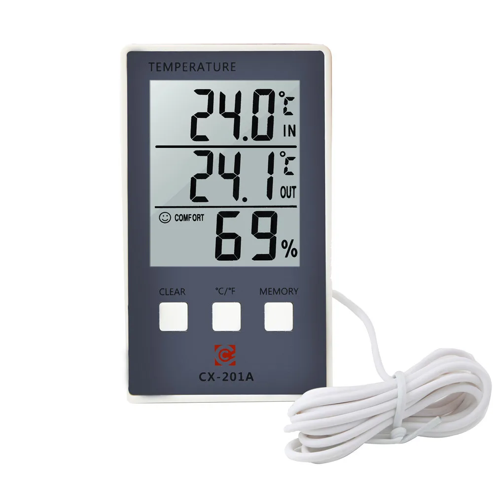 Digital Thermometer Hygrometer Indoor Outdoor Temperature Humidity Meter C/F LCD Display Sensor Probe Weather Station