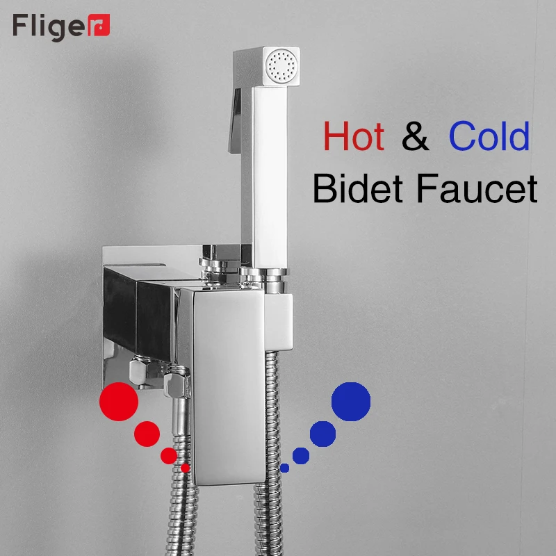 Fliger Brass Bidets Portable Bidet Sprayer Handheld Toilet Bidet Sprayer Hot Cold Water Bathroom Toilet Faucet Hygienic Shower