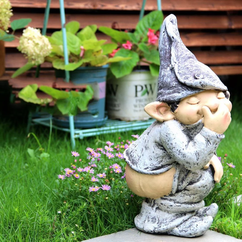 Pastoral Funny Character Cement Bare Ass Boy Ornaments Outdoor Lawn Villa Figurines Crafts Courtyard Garden Statue Decoration