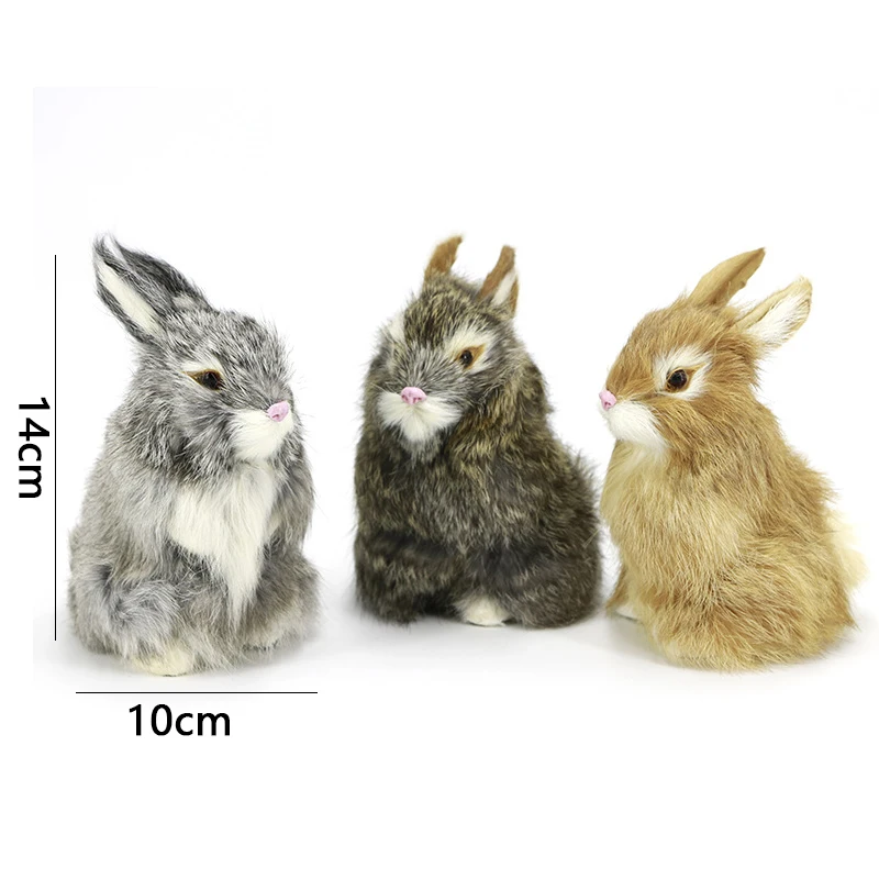 Easter Bunny Figurine Mini Realistic Cute White Plush Rabbits Easter Simulation Rabbit Home Decoration Table Display Ornaments
