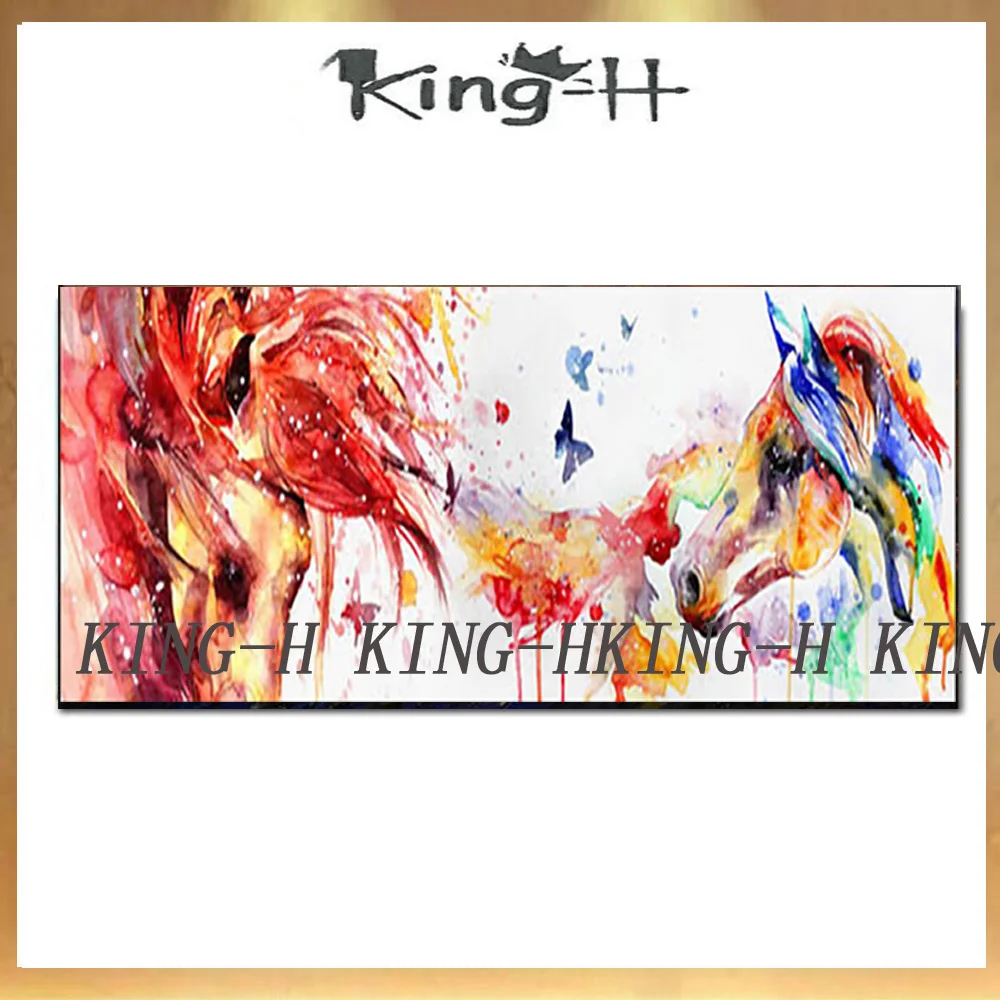 

Hand-painted wall of horse oil painting art anti-seepage watercolor art of the different animals the adornment of the family hot