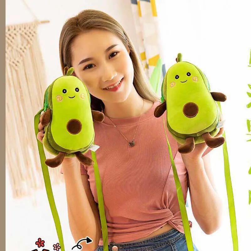 New Fashion Children Plush Girls Shoulder Bag Cute Avocado Messenger Bag Kids Keys Coin Purse Cute Princess Mini Handbag