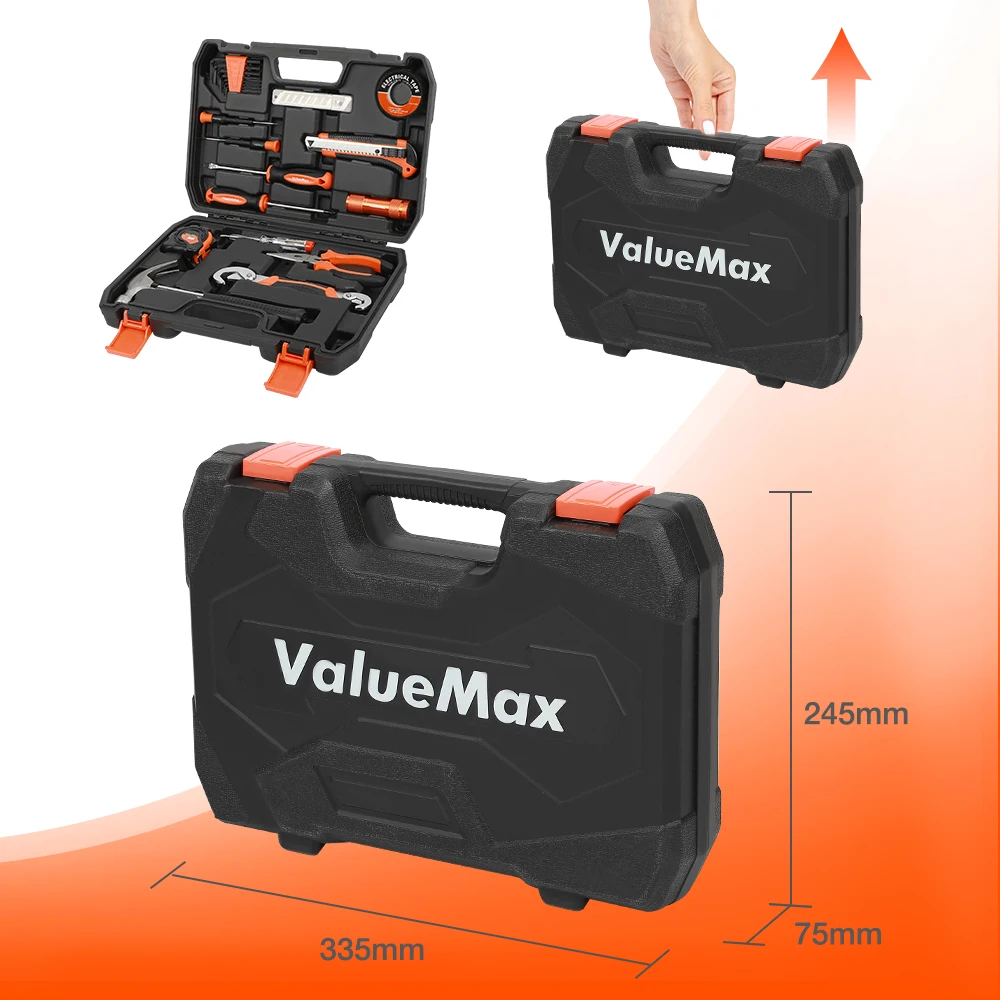 ValueMax 30PC Set di riparazione di attrezzi per la casa a mano kit di strumenti di riparazione per la casa con chiavi cacciaviti pinze coltello a martello scatola portatile
