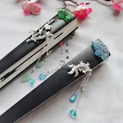Anime Tian Guan Ci Fu Shi Qingxuan Gradient Folding fan Handheld Folded Antiquity Cool Cloth Fan Dance Hand Fan Cosplay Gift