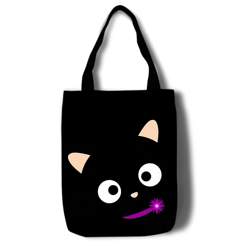 Cute Chococat Canvas Shoulder Bags Women Reusable Eco Shopper Shopping Bag Cartoon Cat Kawaii School Book Bags for Girls Kids