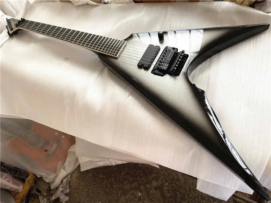 Custom edition Silver burst 7-string special-shaped electric guitar, ebony fingerboard black accessories free shipping