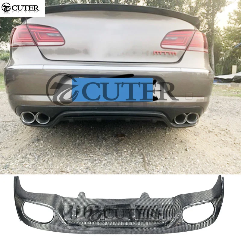 Cc Carbon Fiber Rear Bumper Diffuser Four Out Exhaust Lip for Volkswagen Cc Abt Style Body Kit 13-up