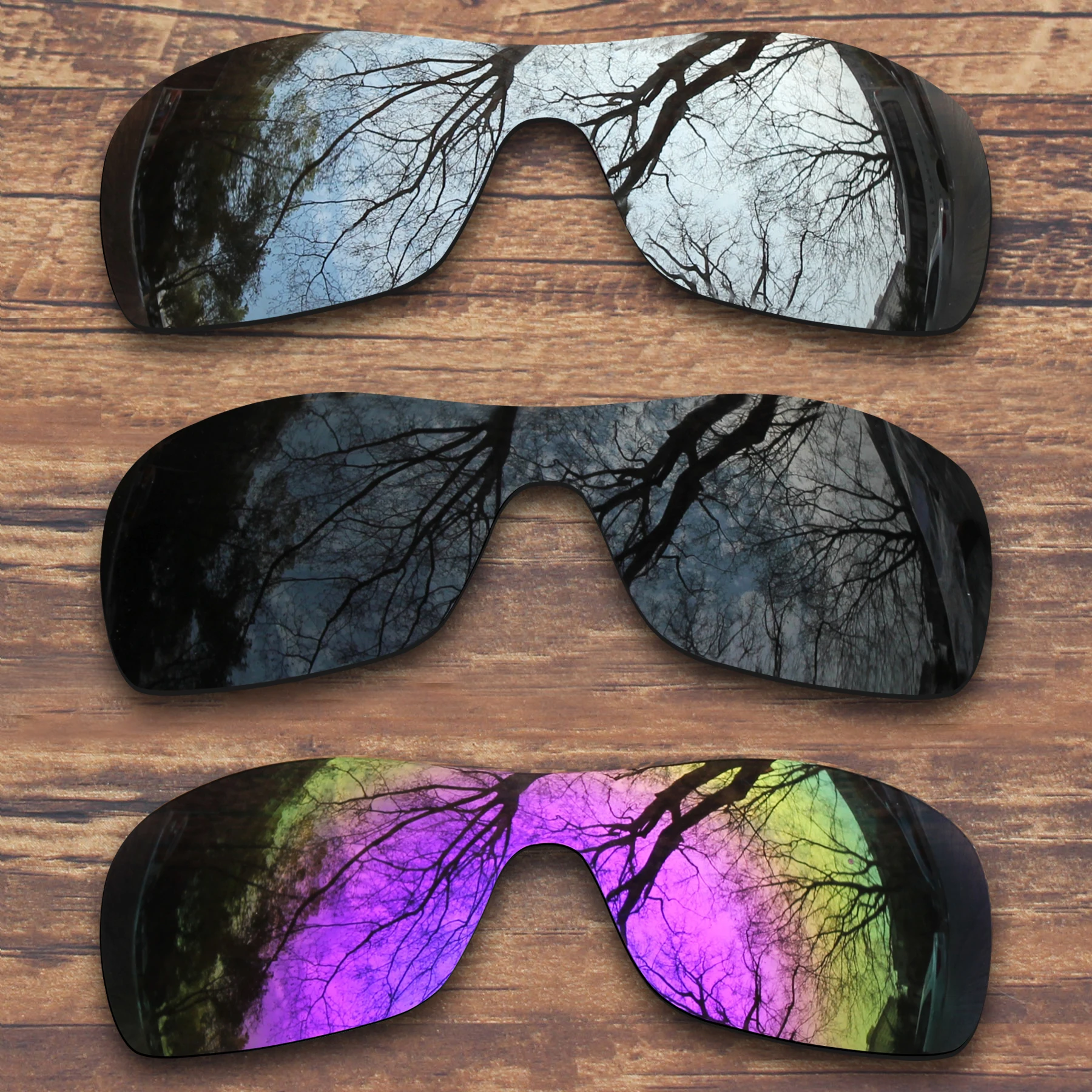 

Millerswap 3 Pieces Black.Silver.Purple Polarized Replacement Lenses for Oakley Antix Sunglasses