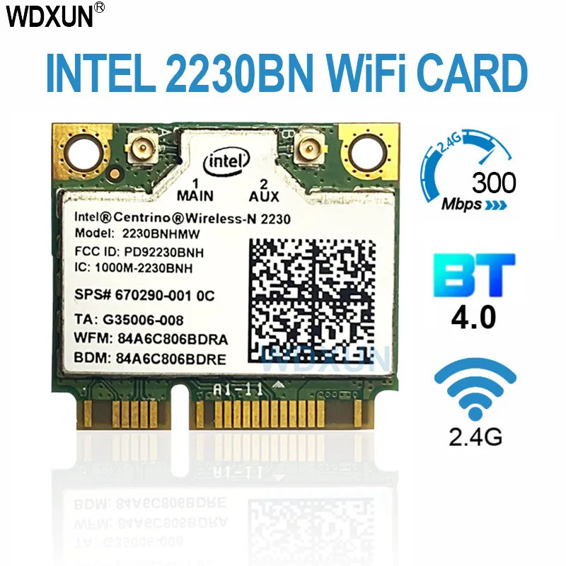 Pół PCI Express Mini wifi bezprzewodowy-N Adapter dla Intel Centrino 2230 2230BNHMW 2230 mld 300M Bluetooth 4.0 Wlan card + BT 4.0