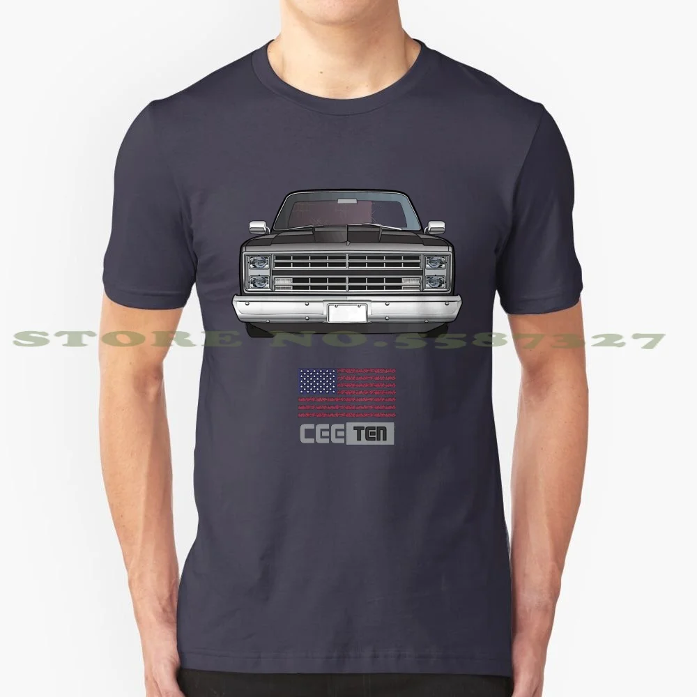 Black Usa Ceeten 100% Cotton T-Shirt 1985 1986 1987 Sierra Scottsdale Truck Square Pickup C10 C20 V8 Super Silverado Turbo 350