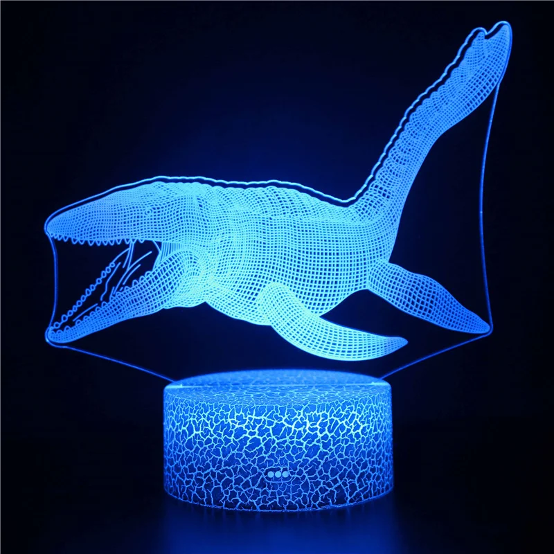 Nighdn Shark 3D Illusion Lamp Baby Night Light Bedside Table Lamp Kids Room Desk Decoration Lamps Birthday Gift for Children