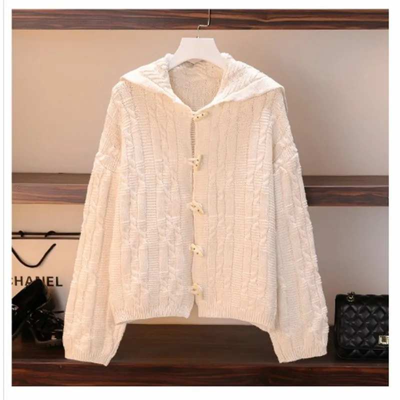 Mới Thu Dạo Phố Dệt Kim Áo Len Cardigan Áo Khoác Nữ Cổ Chữ V Vintage Áo Len Hàn Quốc Sang Trọng Cổ Áo Len Nữ Hoodie 11844