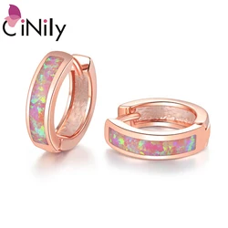 CiNily Classic Multi-color Optional Opal Rose Gold/Silver Plated Hoop Earrings for Women Fashion Jewelry Mini Small RoundEarring