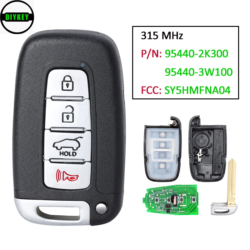 DIYKEY – clé télécommande intelligente de remplacement, 315MHz, PCF7952, pour Hyundai Kia 2011, 2012, 2013, 2014, 2015, 2016, FCC: 2017